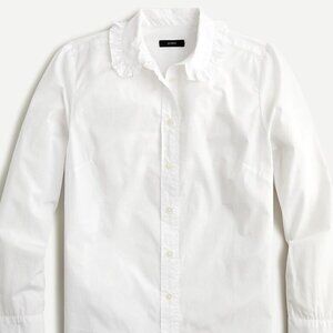 J CREW RUFFLE-COLLAR POPLIN SHIRT